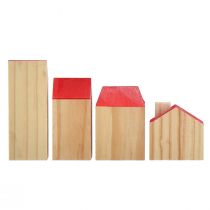 Article Maison en bois maisons décoratives bois naturel rouge 4 pcs