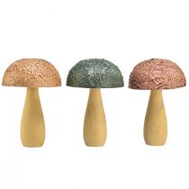 Article Champignons en bois champignons décoratifs décoration d'automne bois assortis 11×7,5cm 3pcs