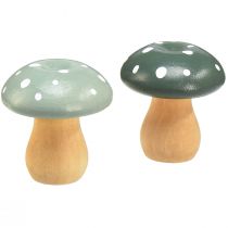 Article Champignons en bois champignons décoratifs amanites mouches en bois menthe verte 5cm 8 pcs