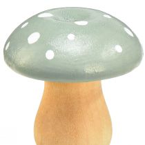 Article Duo décoratif champignons en bois vert menthe 5 cm – Lot de 8