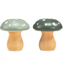 Article Champignons en bois champignons décoratifs amanites mouches en bois menthe verte 5cm 8 pcs