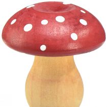 Article Lot de 9 champignons décoratifs en bois, 5 cm, rouges et oranges