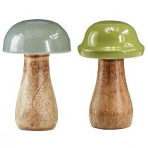 Article Champignons en bois champignons déco bois gris vert Ø6cm H10cm 2pcs