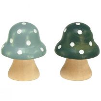Article Champignons en bois champignons décoratifs en bois mini amanites mouches vert menthe 4cm 12 pcs