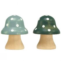 Article Champignons en bois champignons décoratifs en bois mini amanites mouches vert menthe 4cm 12 pcs