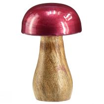 Article Champignons en bois champignons déco bois rouge brillant Ø6cm H10cm 2pcs