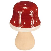 Article Champignons en bois, champignons vénéneux, décoration, bois, FSC, rouge-brun, H6,5/7 cm, 4 pièces