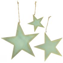 Article Étoiles en bois pour décoration de fenêtre suspendue or menthe 12/20/26cm lot de 3