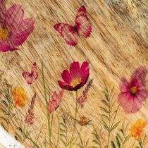 Article Lot de 3 plateaux en bois motif fleurs et papillons roses Ø15 cm
