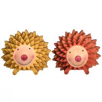 Article Hérisson décoratif en bois, figurine automne orange jaune 8×7×6cm, 4 pièces