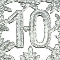 Article Anniversaire numéro 10 argent Ø8cm 10pcs