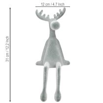 Article Élan Figurine bord d’étagère Renne déco Gris 31cm 3pcs