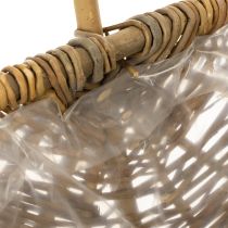 Article Panier en osier naturel avec film plastique – Lot de 3 tailles