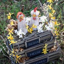 Article Poulets décoratifs en céramique Coq de Pâques et poule H20/22cm 2 pièces