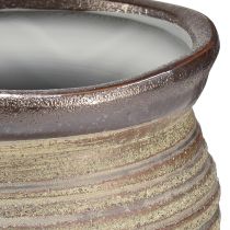 Article Cache-pot déco en céramique gris métallique et brun 14×14 cm