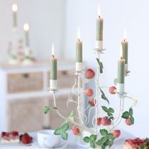 Article Bougeoir 5 branches métal crème décor fraise H44cm