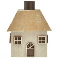 Article Porte-bougies de Noël, maison en bois, gris, 9×9×11 cm, lot de 2