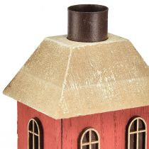 Article Bougeoir maison bois bâton rouge bougeoir H14.5cm 2pcs