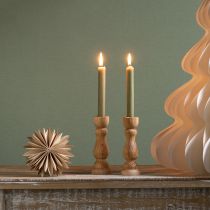 Article Bougeoir décoration de table en bois pour bougies coniques H17cm 2 pcs