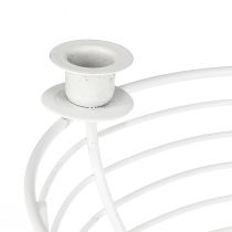 Article Bougeoir dans une coupelle décorative en métal blanc Ø14cm H7cm