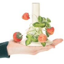Article Bougeoir en métal décoré de fraises, couleur crème d'été, H13cm