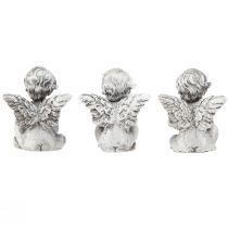Article Figurine de décoration funéraire petit ange avec coeur gris H5,5cm 6 pcs