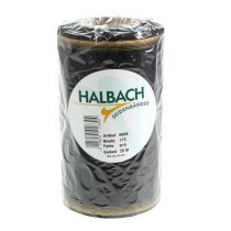 Article Ruban moiré élégant pour couronne, 175 mm, noir avec bordure nacrée et tissage taffetas, ruban décoratif pour compositions florales funéraires, ruban pour nœud, 25 m