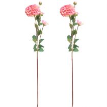 Article Dahlia artificielle pêche et rose Ø10cm L80cm – Lot de 2