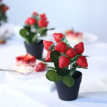 Article Fraisier artificiel en pot, plante artificielle 19 cm