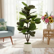 Article Ficus lyrata artificiel 120 cm en textile et plastique, vert, pour décoration intérieure