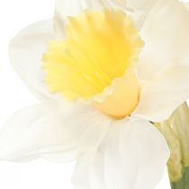 Article Lot de 3 Jonquilles Artificielles en Soie Blanc et Orange 40 cm