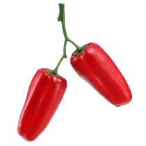 Article Poivrons rouges artificiels sur branche décoration végétale L8cm