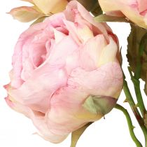 Article Roses artificielles roses artificielles fleurs en soie rose L44cm 4 pcs