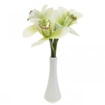 Orchidées artificielles fleurs artificielles en vase blanc/vert 28cm