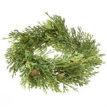 Article Petite couronne de sapin artificielle, verte avec des pommes de pin, Ø 24 cm, Noël