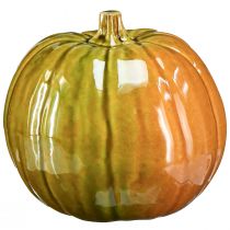 Article Citrouille décorative en céramique dans des tons vert vif - 17,5 cm - parfaite pour la décoration de table d&#39;automne