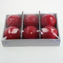 Article Lot de 6 bougies boules rouges, 100 mm - Idéales pour les décorations de Noël et les fêtes, longue durée de combustion