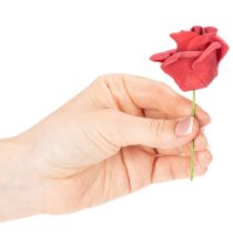Article Rose artificielle rouge en mousse avec tige 5 cm - Lot de 100