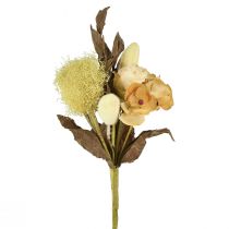 Article Bouquet de fleurs artificielles, roses, hortensias, aspect sec, décoration vintage, 38 cm