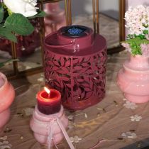 Article Lanterne à motif de feuilles, solaire, pour un éclairage extérieur d'ambiance, 25 cm