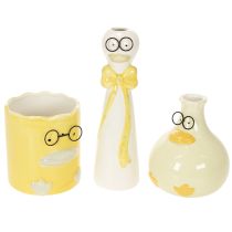 Article Lot de 3 figurines en céramique en forme de canards avec lunettes, décoration printemps-été, H 25 cm