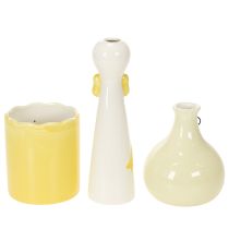 Article Lot de 3 figurines en céramique en forme de canards avec lunettes, décoration printemps-été, H 25 cm