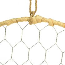 Article Anneau décoratif en métal à suspendre Raphia Argent Naturel Ø28cm 4 pcs