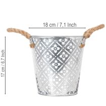 Article Pot de fleurs en métal avec poignées, jardinière à motif floral Ø18cm