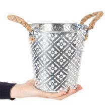 Article Pot de fleurs en métal avec poignées, jardinière à motif floral Ø18cm