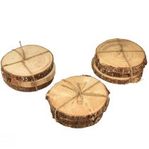 Article Mini-décorations en rondelles de bois avec écorce, 8-9 cm, lot de 9.