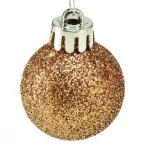 Article Mini boules de sapin de Noël bronze incassable Ø3cm H3,5cm 14pcs
