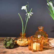 Article Mini vases en verre bulbeux plats orange Ø9cm 6 pcs