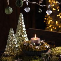 Article Mini sapin de Noël avec éclairage LED vert doré 28cm