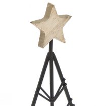 Article Mini sapin de Noël métal bois noir naturel 28cm 2pcs